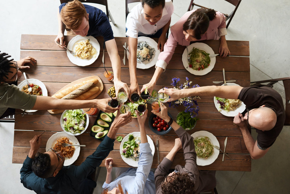 Group of people having a meal together