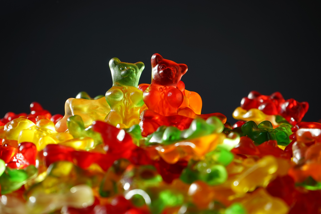 Pile of colorful gummy bear candy